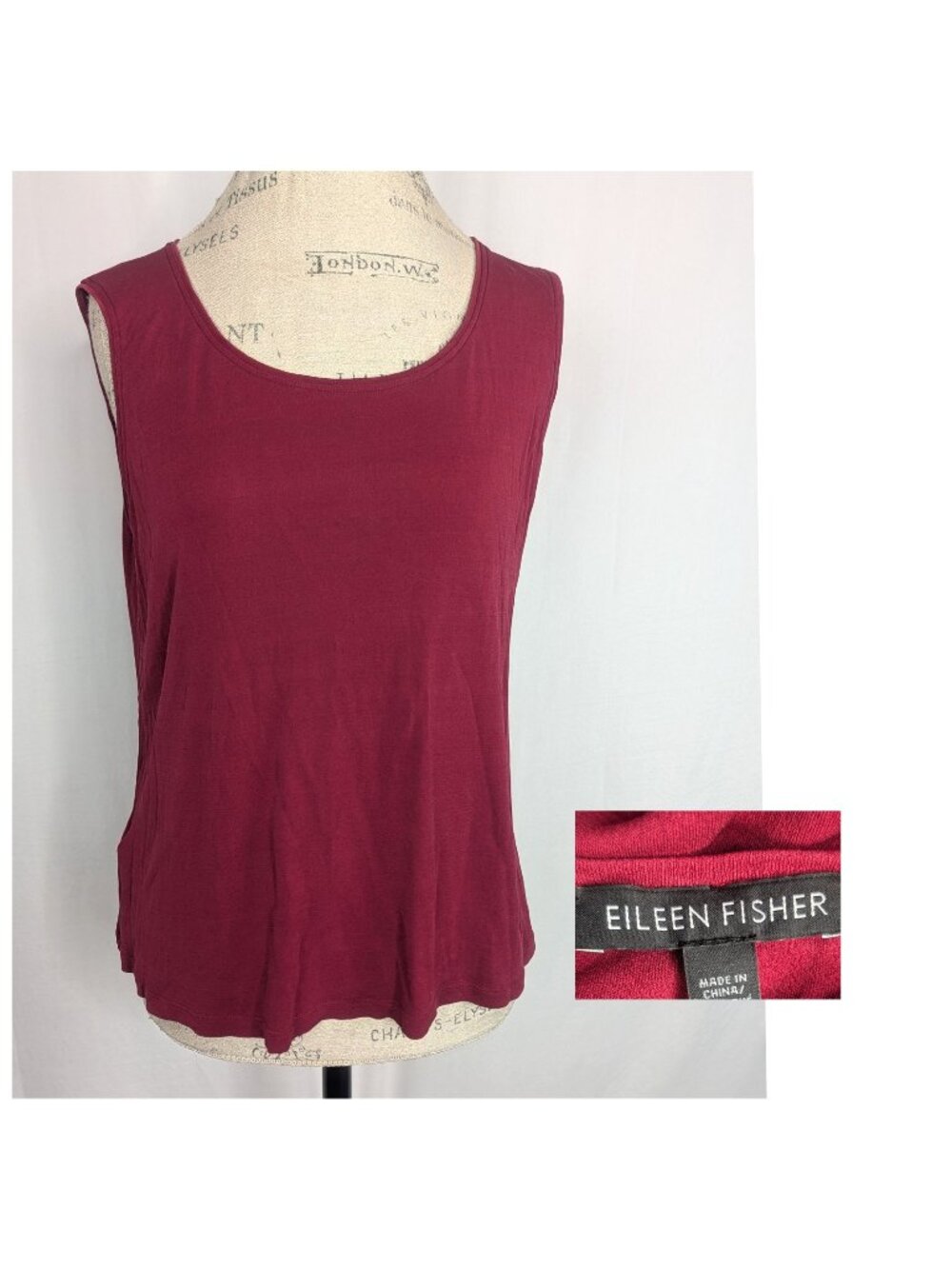 Eileen Fisher Wine Red Tank Top Medium Sleeveless